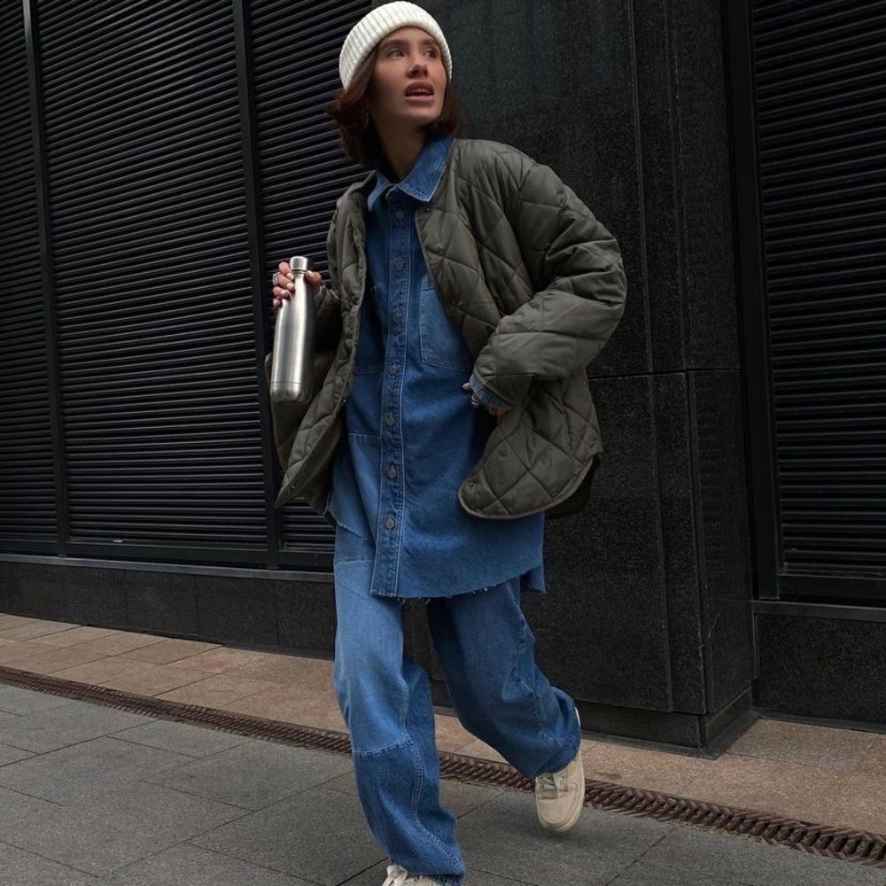 100% recycled denim H&M Shirt Jacket Overshirt Shacket - Picture 7 of 10